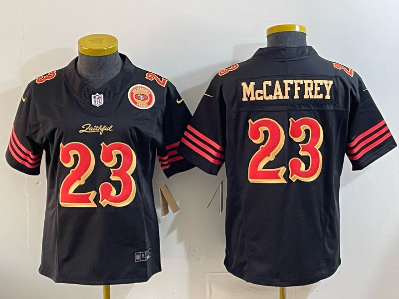 Youth 2026 San Francisco 49ers #23 Mccaffrey Black gold Nike Limited NFL Jersey style 08